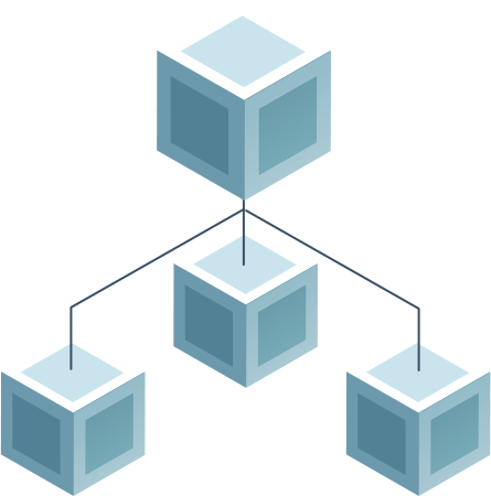 cubes connected in a graph, syncing state between one another